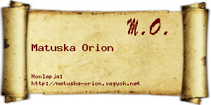 Matuska Orion névjegykártya